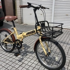 【折りたたみ自転車】美品❗️20インチ 6段変速、前カゴ付❗️前後タイヤ新品❗️若林自転車　膳所店　SALE中❗️
