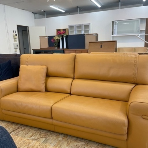 本革 レザーソファ　家具 ソファ 3人掛けソファ