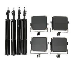 24C343_ジ6 NEEWER LEDビデオライト NL660 4個+スタンド 4個セット 照明 カメラ周辺機器 ACアダプター2個欠品あり 中古