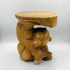 木彫り 熊の置物 鮭 オブジェ