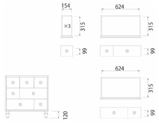 白井産業 ローチェスト キャビネット フレンチシャビー タンス 衣類 収納 ペールブルー ホワイト 水色 白