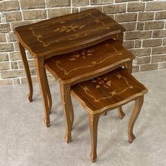 イタリア製 クラシカル 象嵌細工 猫脚 ネストテーブル 　 サイドテーブル イタリア製 クラシカル 象嵌細工 猫脚 ネストテーブル サイド