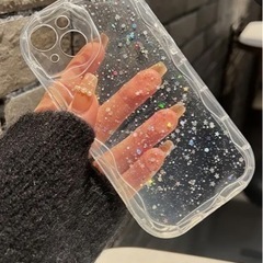 iPhone15pro キラキラ輝く透明クリームケース