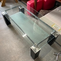 【1】ガラストップテーブル　高さ40×幅120×60㎝　0608-18