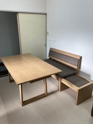 【中古】シギヤマ家具工業　伸長式ダイニングテーブル\u0026ベンチ