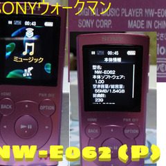 🎶SONYウォークマン  🎶NW-E062 (P) /ピンク(2GB)