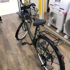 自転車 緑 オートライト 変速付き 26インチ