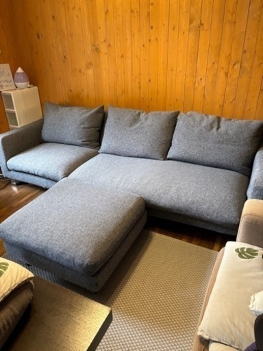 ACTUS ワイドソファ　家具 ソファ 4人掛けソファ オットマン付き