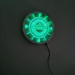 ❶ Heineken BEER 時計 LED ライト 照明付  ...