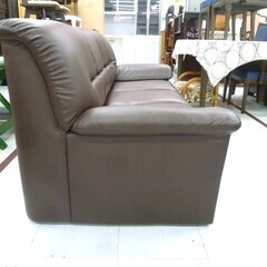 3人掛けソファ 幅177×奥行78×高さ77cm 合皮 ブラウン