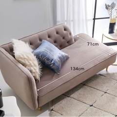 家具 ソファ 2人掛け　ベルベッド生地　カウチソファ　グレー
