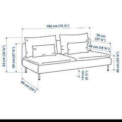 イケアIKEA ソーデルハムン 三人掛けソファ グレー