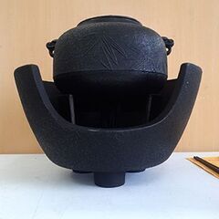 未使用【南部鉄器 運南堂 茶の湯釜セット】湯釜 風炉 五徳 ねじり環 灰ならし 火箸 砂 鍋元 伝統工芸品 鉄瓶 茶道具 古道具 昭和レトロ 札幌 北20条店