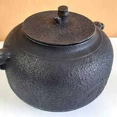 未使用【南部鉄器 運南堂 茶の湯釜セット】湯釜 風炉 五徳 ねじり環 灰ならし 火箸 砂 鍋元 伝統工芸品 鉄瓶 茶道具 古道具 昭和レトロ 札幌 北20条店