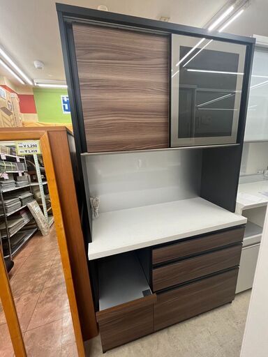 7/14 値下げおすすめ品2面レンジボード 大川家具　丸仙工業オートクローザー 食器棚 キッチン収納869