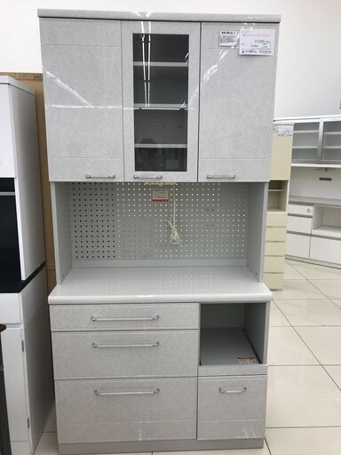 ★ジモティ割あり★ ㈱高橋木工所 レンジボード ライトグレー H210×D45×W105.5 クリーニング済み HJ3383