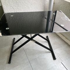 【無料】ダイニングテーブル　高さ調整可能　天板ガラス製