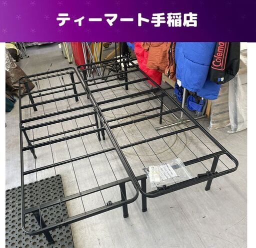 SmartBase セミダブルベッドフレーム 122×195×35.4cm 折りたたみ スチールパイプベッド 黒 ブラック 札幌市手稲区