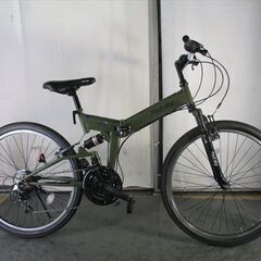 D570★　19000円★　マウンテン折りたたみ中古自転車　グリーン　FRサス　美品【26インチ 】