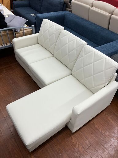 LOWYA カウチソファ 3Pソファ ホワイト No.1198● ※現金、クレジット、スマホ決済対応※