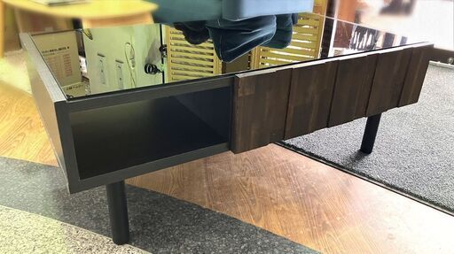 RESE ◆センターテーブル◆ リビングテーブル 家具 アンティーク ヴィンテージ 北欧 無骨  無垢 木製 ガラス 引き出し