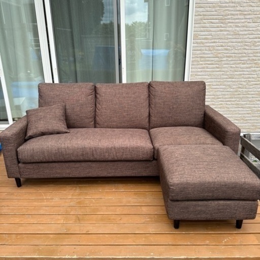 【美品】ニトリ 3人掛け用カウチソファ オットマン付 ブラウン相場40,000円前後