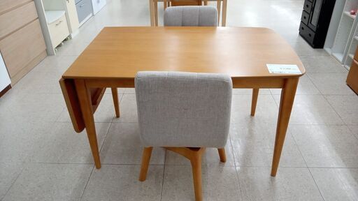 ★ジモティ割あり★ 株式会社三栄コーポレーション 2人掛けダイニングセット ナチュラル H71×D80×W120-160 クリーニング済み TJ6353