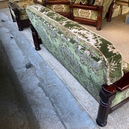 vintage カリモク karimoku3人掛けソファ 昭和レトロ 金華山