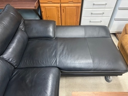 ニトリ ブラック カウチソファ L型ソファ 交渉可:ニトリ 本革カウチ