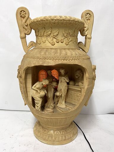 古代ローマ ギリシャ彫刻風 装飾壺型 ライト付きオブジェ 幅約33cm 高