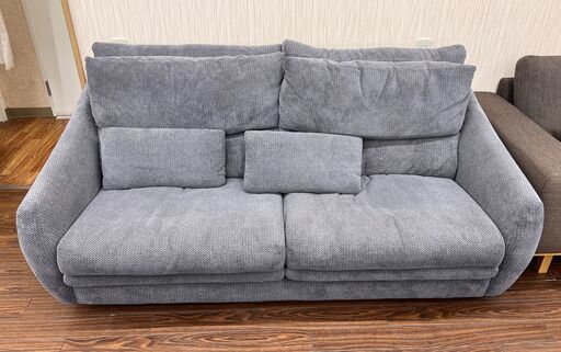 札幌 東区 ニトリ ３人掛け/3P ソファ グレー W185×D95×H90cm 布製 シンプル リビング家具 クッション着脱可能