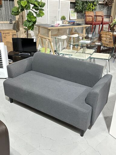 ★2Pソファ★ 2人掛けソファ ラブソファ グレー 布製 シック モダン シンプル ワンルーム インテリア W145cm