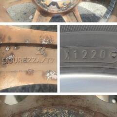 15㌅アルミホイール(BRIDGESTONE SICUREZZA design T7)と15㌅タイヤ(GOODYEAR Efficient Grip ECO)の4本セット  バリ山 / バリ溝  