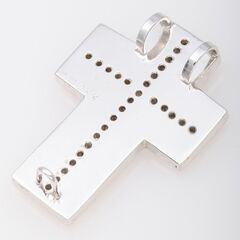 K18WG オニキス・ダイヤモンド ペンダント (クロスモチーフ) 品番o23-4