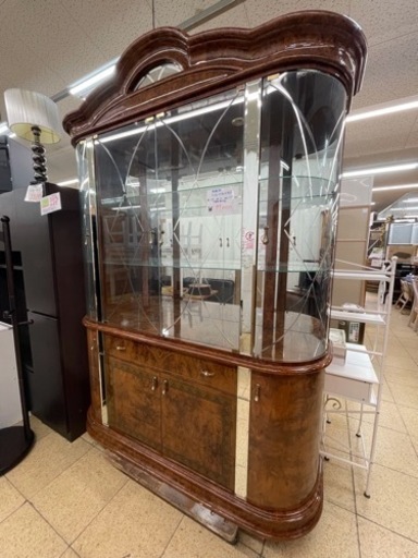 北欧風 アンティークキャビネット ガラス棚 コレクションケース 飾り棚