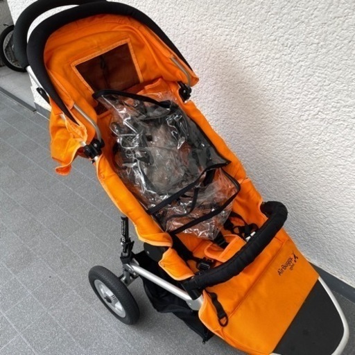 ベビーカー　Air Buggy mimi エアバギー ミミ オレンジ  レインカバー付き