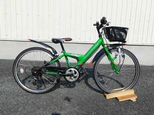 中古自転車多数販売中!　安い自転車は大丈夫？という方　是非ご来店ください!　大人気! ブリヂストン エクスプレスジュニア 迫力とスピード感! ダイナミックなデザインのジュニアマウンテン EX465 SHIMANO Tourney 外装6段 24×1.75 グリーン\u0026ブラック 車体良好! m13