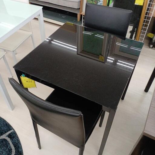 ★ジモティー割あり★ダイニングセット３点セット　BK　高さ71(H)× 幅70(W)× 奥行70(D)cm【joh1435】