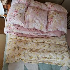 シングル羽毛掛布団ピンク白百合花柄と子供用掛布団 寝具