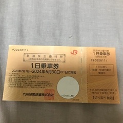 JR九州株主優待券　発送可能　乗車券無料になります