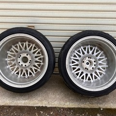 BBS？ 17インチ 10J PCD114.3 5H 5穴 メッシュ ホイール 2本セット タイヤ付 クラウン セルシオ マークX セダン