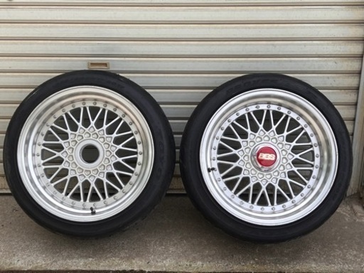 BBS？ 17インチ 10J PCD114.3 5H 5穴 メッシュ ホイール 2本セット タイヤ付 クラウン セルシオ マークX セダン