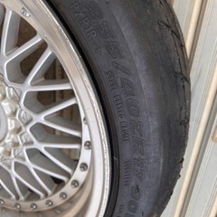 BBS？ 17インチ 10J PCD114.3 5H 5穴 メッシュ ホイール 2本セット タイヤ付 クラウン セルシオ マークX セダン