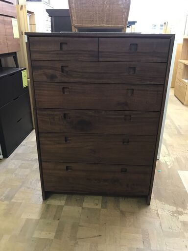 【FU863】★橋詰家具   6段ハイチェスト  国内産  ヴィンテージ   おしゃれ   シンプル   ブラウン  楠   収納家具 クリーニング済 堺市 深井 【ジャングルジャングル深井店】