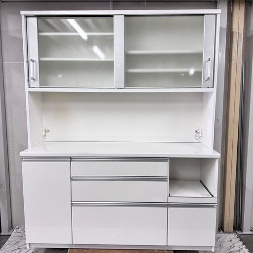 W 18162  泉洋化工 2枚ガラス扉　キッチンボード食器棚   ◆大阪市内・東大阪市他 6,000円以上ご購入で無料配達いたします！◆ ※京都・高槻・枚方方面◆神戸・西宮・尼崎方面◆生駒方面、大阪南部方面　それぞれ条件付き無料配送あり！