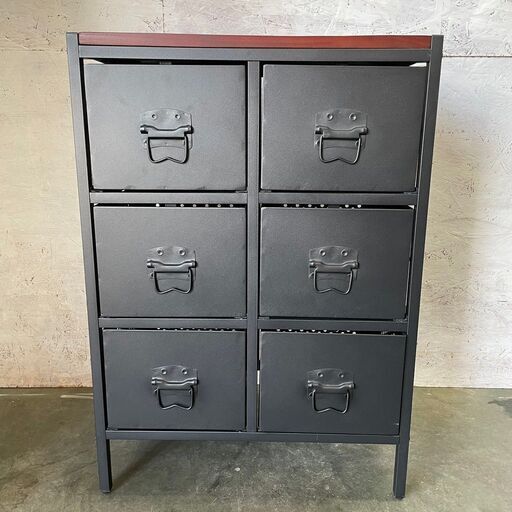 スチールキャビネット 2列3段 スチール収納 ビンテージ風 アイアン家具 Y0008