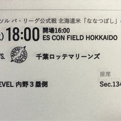 値段交渉可 2枚ファイターズ50周年　千葉ロッテマリンズ　エスコンフィールド　連番　エスコン　セレモニー 観戦チケット