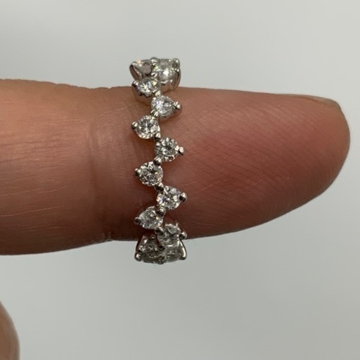 Pt900 プラチナ ダイヤモンド 指輪 ハーフエタニティ 3.1g 約8号 pt900 