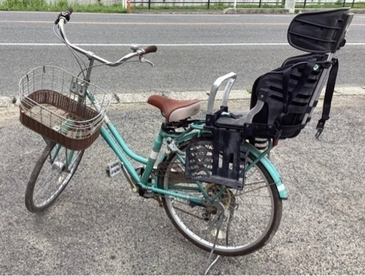 ママチャリ　自転車　6段変速　チャイルドシート付き