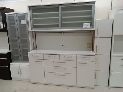 ★ジモティ割あり★ 綾野製作所 食器棚 ホワイト W160×D55×H235 クリーニング済み TC3286